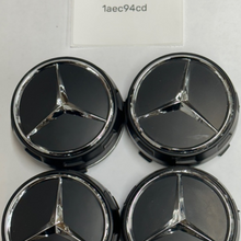 Load image into Gallery viewer, Set of 4 Mercedes Wheel Center Cap Black &amp; Chrome 75 mm A0004000900 1aec94cd