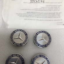 Load image into Gallery viewer, 4PC Mercedes 75MM Classic Dark Blue Wheel Center Hub Caps AMG Wreath 331c6574