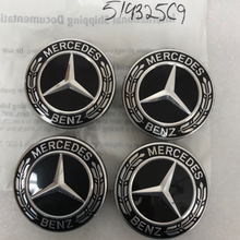 Load image into Gallery viewer, Set of 4 Mercedes-Benz Black Wheel Center Caps 519325c9
