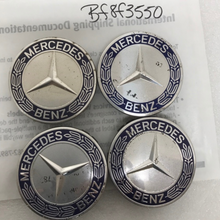 Load image into Gallery viewer, Set of 4 Mercedes 75MM Classic Dark Blue Wheel Center Hub Caps bf8f3550