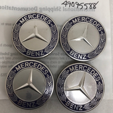 Load image into Gallery viewer, Set of 4 Mercedes 75MM Classic Dark Blue Wheel Center Hub Caps 49095588