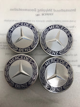 Load image into Gallery viewer, Set of 4 Mercedes 75MM Classic Dark Blue Wheel Center Hub Caps bc38e4ef