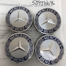 Load image into Gallery viewer, Set of 4 Mercedes 75MM Classic Dark Blue Wheel Center Hub Caps 5093bb96