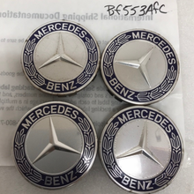 Load image into Gallery viewer, Set of 4 Mercedes 75MM Classic Dark Blue Wheel Center Hub Caps bf553afc