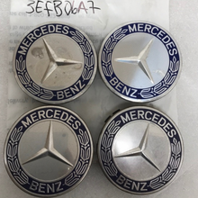 Load image into Gallery viewer, Set of 4 Mercedes  Classic Dark Blue Wheel Center Hub Caps AMG Wreath 3efb06a7