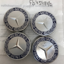 Load image into Gallery viewer, Set of 4 Mercedes 75MM Classic Dark Blue Wheel Center Hub Caps fb73984b