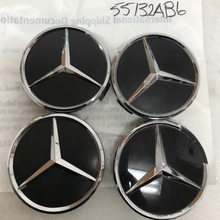 Load image into Gallery viewer, Set of 4 Mercedes-Benz Matte Black Wheel Center Hub Caps 75mm 55132ab6
