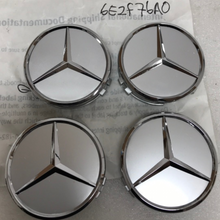 Load image into Gallery viewer, Set of 4 Mercedes-Benz Silver Wheel Center Hub Caps 6e2f76a0