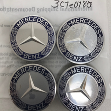 Load image into Gallery viewer, Set of 4 Mercedes 75MM Classic Dark Blue Wheel Center Hub Caps 3c1e018a