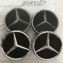 Load image into Gallery viewer, Set of 4 Mercedes-Benz Matte Black Wheel Center Hub Caps 3d7e8d07