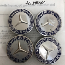 Load image into Gallery viewer, Set of 4 Mercedes Classic Dark Blue Wheel Center Hub Caps AMG Wreath a539ea04