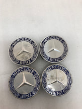 Load image into Gallery viewer, 4PC Mercedes 75MM Classic Dark Blue Wheel Center Hub Caps AMG Wreath 03df9bb3