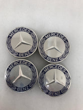 Load image into Gallery viewer, 4PC Mercedes 75MM Classic Dark Blue Wheel Center Hub Caps AMG Wreath ce545d84