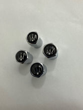 Load image into Gallery viewer, Set of 4 Universal Maseratti Silver  Wheel Stem Air Valve Caps