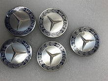 Load image into Gallery viewer, Set of 5 Mercedes 75mm Wheel Center Caps Emblem Logo Dark Blue 5921ebd8