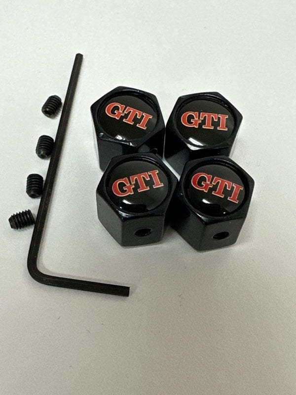 Set of 4 Universal GTI Wheel Stem Air Valve Caps Anti-theft Cover Kit 1f3a4478