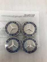 Load image into Gallery viewer, 4PC Mercedes 75MM Classic Dark Blue Wheel Center Hub Caps AMG Wreath ce545d84