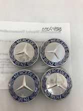 Load image into Gallery viewer, 4PC Mercedes 75MM Classic Dark Blue Wheel Center Hub Caps AMG Wreath 03df9bb3