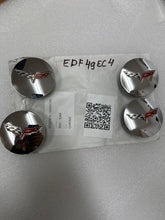 Load image into Gallery viewer, Set Of 4 Chevrolet Corvette Wheel Hub Center Cap GM Silver Flag Logo  OEM
