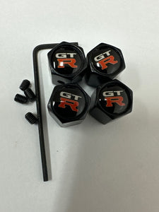 Set of 4 Universal GTR Wheel Stem Air Valve Caps Anti-theft Cover Kit 4da7d3e4