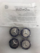 Load image into Gallery viewer, Set of 4 Mercedes 75MM Dark Blue Wheel Center Caps AMG A1714000025 7b01e59a