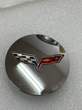 Load image into Gallery viewer, Set Of 4 Chevrolet Corvette Wheel Hub Center Cap GM Silver Flag Logo  OEM
