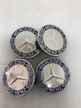 Load image into Gallery viewer, 4PC Mercedes 75MM Classic Dark Blue Wheel Center Hub Caps AMG Wreath 03df9bb3
