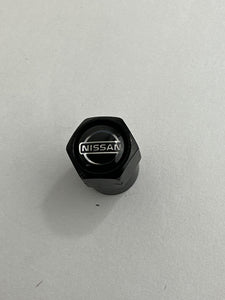Set of 4 Universal Nissan Black Wheel Stem Air Valve Caps cc07997d