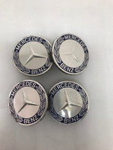 Load image into Gallery viewer, 4PC Mercedes 75MM Classic Dark Blue Wheel Center Hub Caps AMG Wreath ce545d84