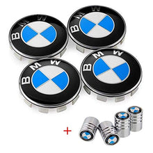 Load image into Gallery viewer, SET OF 4 BMW CENTER CAPS AND VALVE CAPS