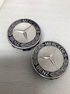 SET OF 2 SILVER Mercedes-Benz Center Caps 75 mm A1714000125 11d7ba9f