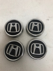 Set of 4 Honda Black Wheel Rim Center Caps Chrome Logo 69 MM 44732S7SJ01