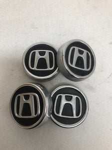 Set of 4 Honda Black Wheel Rim Center Caps Chrome Logo 69 MM 44732S7SJ01