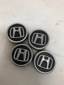 Set of 4 Honda Black Wheel Rim Center Caps Chrome Logo 69 MM 44732S7SJ01