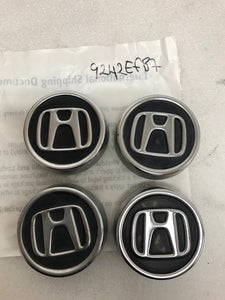 Set of 4 Honda Black Wheel Rim Center Caps Chrome Logo 69 MM 44732S7SJ01